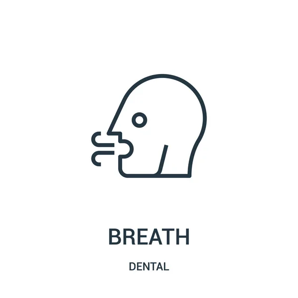Vetor de ícone de respiração da coleção dental. Linha fina respiração esboço ícone vetor ilustração. Símbolo linear . — Vetor de Stock