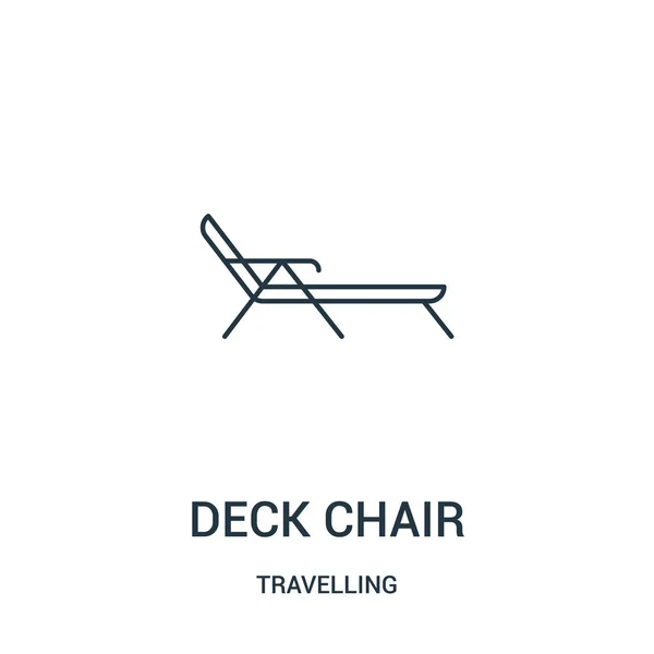 Chaise longue icône vecteur de voyage collection. Illustration vectorielle d'icône de contour de chaise longue mince ligne. Symbole linéaire . — Image vectorielle