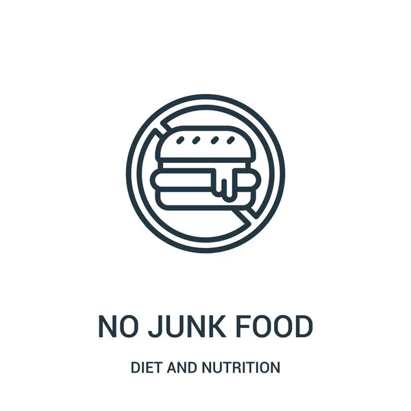 Nenhum vetor de ícone de junk food da dieta e coleta de nutrição. Linha fina sem junk food outline icon vector illustration. Símbolo linear . — Vetor de Stock
