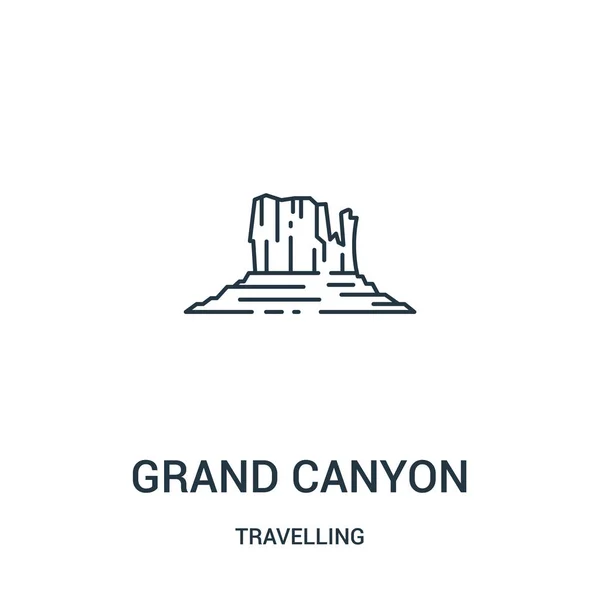 Grand canyon icône vecteur de collection itinérante. Illustration vectorielle d'icône de contour de grand canyon de ligne mince. Symbole linéaire . — Image vectorielle