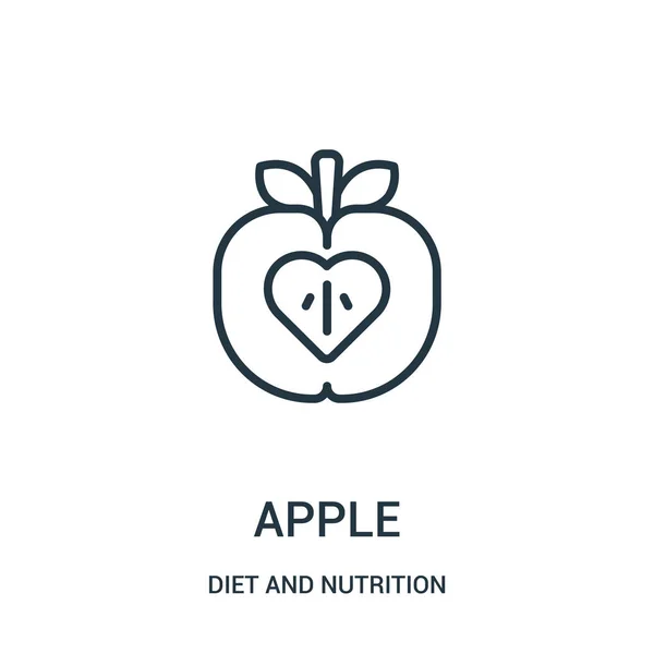 Vetor de ícone de maçã da dieta e coleção de nutrição. Linha fina maçã esboço ícone vetor ilustração. Símbolo linear . — Vetor de Stock