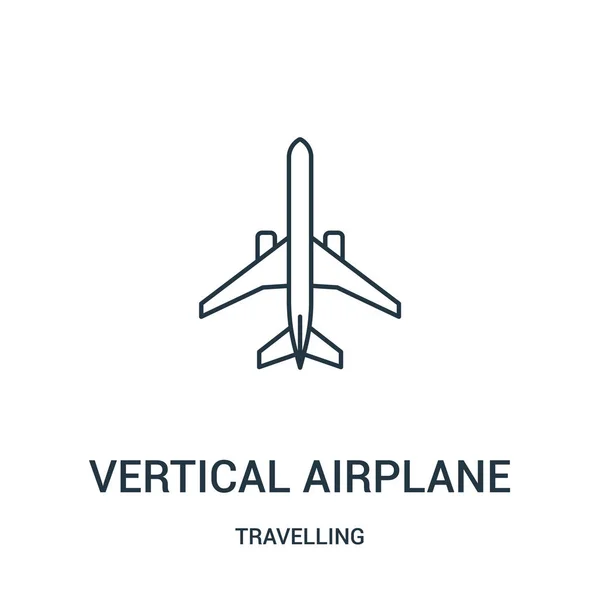 Vector icono de avión vertical de colección itinerante. Ilustración de vector de icono de contorno de avión vertical de línea delgada. Símbolo lineal . — Archivo Imágenes Vectoriales