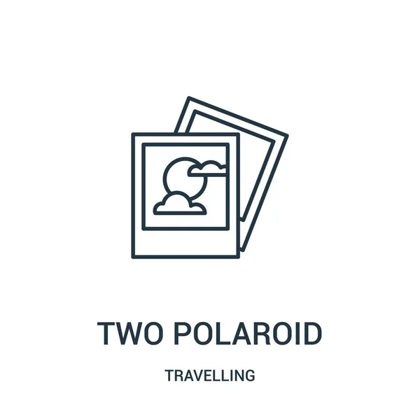 Dos vector de iconos polaroid de colección itinerante. Línea delgada dos polaroid esquema icono vector ilustración. Símbolo lineal . — Vector de stock