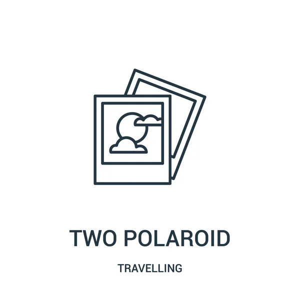 koleksiyon seyahat üzerinden iki polaroid simge vektör. İkinci hatta polaroid anahat simgesini vektör çizim ince. Doğrusal sembolü.
