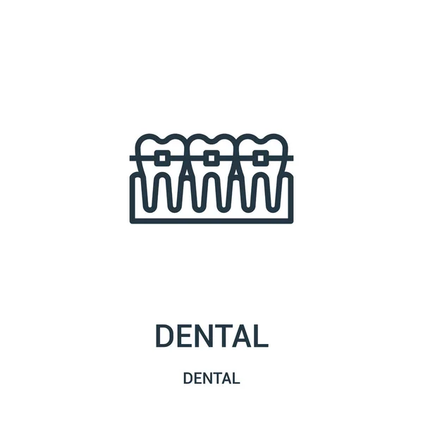 Zubní ikona Vektor od zubní kolekce. Tenká linie zubní osnovy ikonu vektorové ilustrace. Lineární symbol. — Stockový vektor