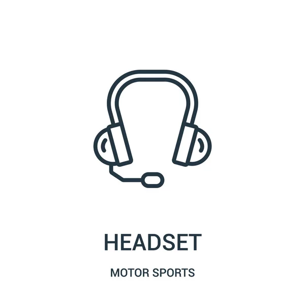 Headset icon vector from motor sports collection. Thin line headset outline icon vector illustration. Linear symbol. — Stock Vector