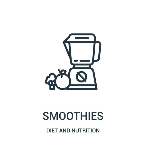 Smoothies vetor ícone de dieta e coleta de nutrição. Os smoothies de linha fina delineiam a ilustração vetorial do ícone. Símbolo linear . — Vetor de Stock