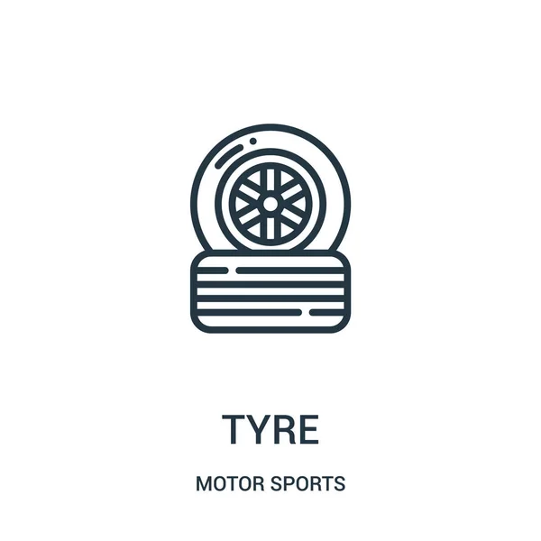 Reifensymbolvektor aus der Motorsport-Sammlung. Dünne Reifenlinien umreißen Symbolvektorabbildung. Lineares Symbol. — Stockvektor