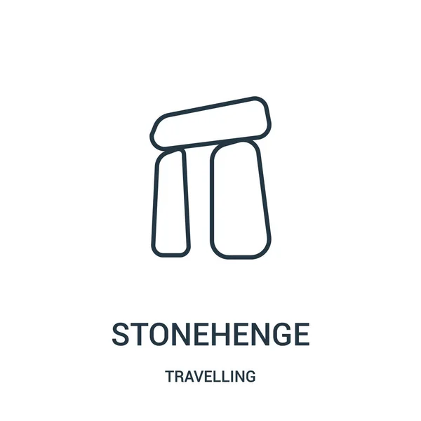 Stonehenge icône vecteur de collection itinérante. Illustration vectorielle d'icône de contour de stonehenge de ligne mince. Symbole linéaire . — Image vectorielle