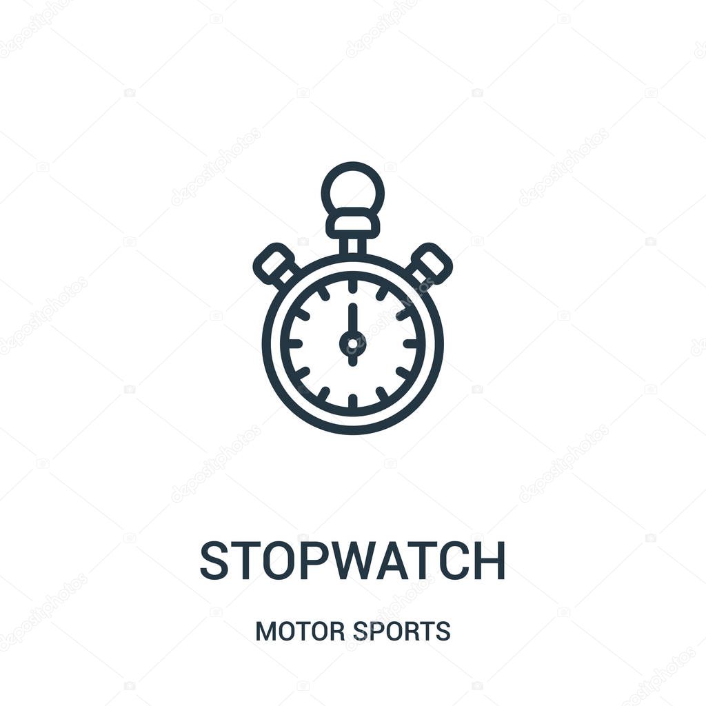 stopwatch icon vector from motor sports collection. Thin line stopwatch outline icon vector illustration. Linear symbol.