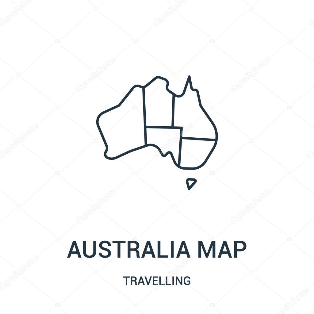 australia map icon vector from travelling collection. Thin line australia map outline icon vector illustration. Linear symbol.
