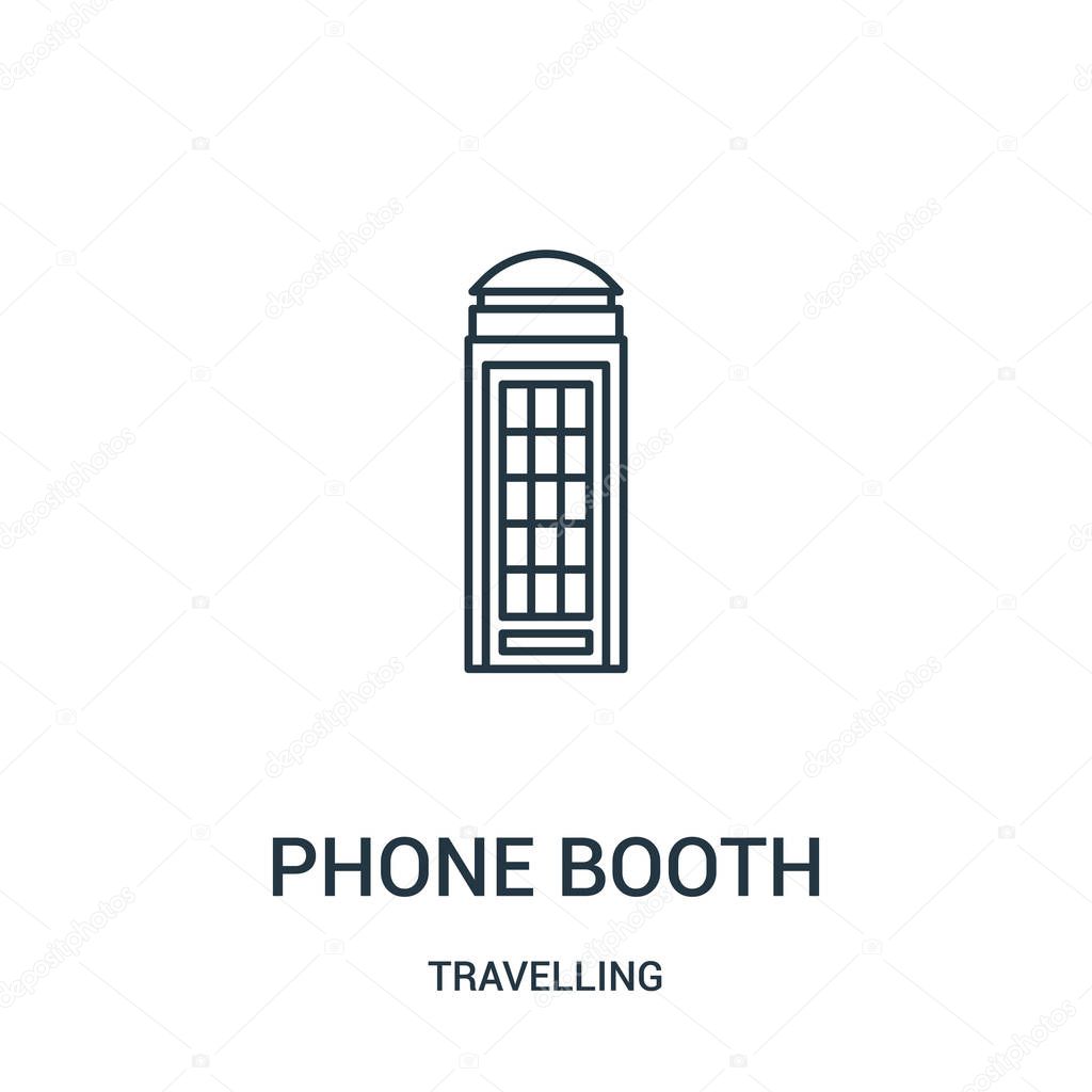 phone booth icon vector from travelling collection. Thin line phone booth outline icon vector illustration. Linear symbol.