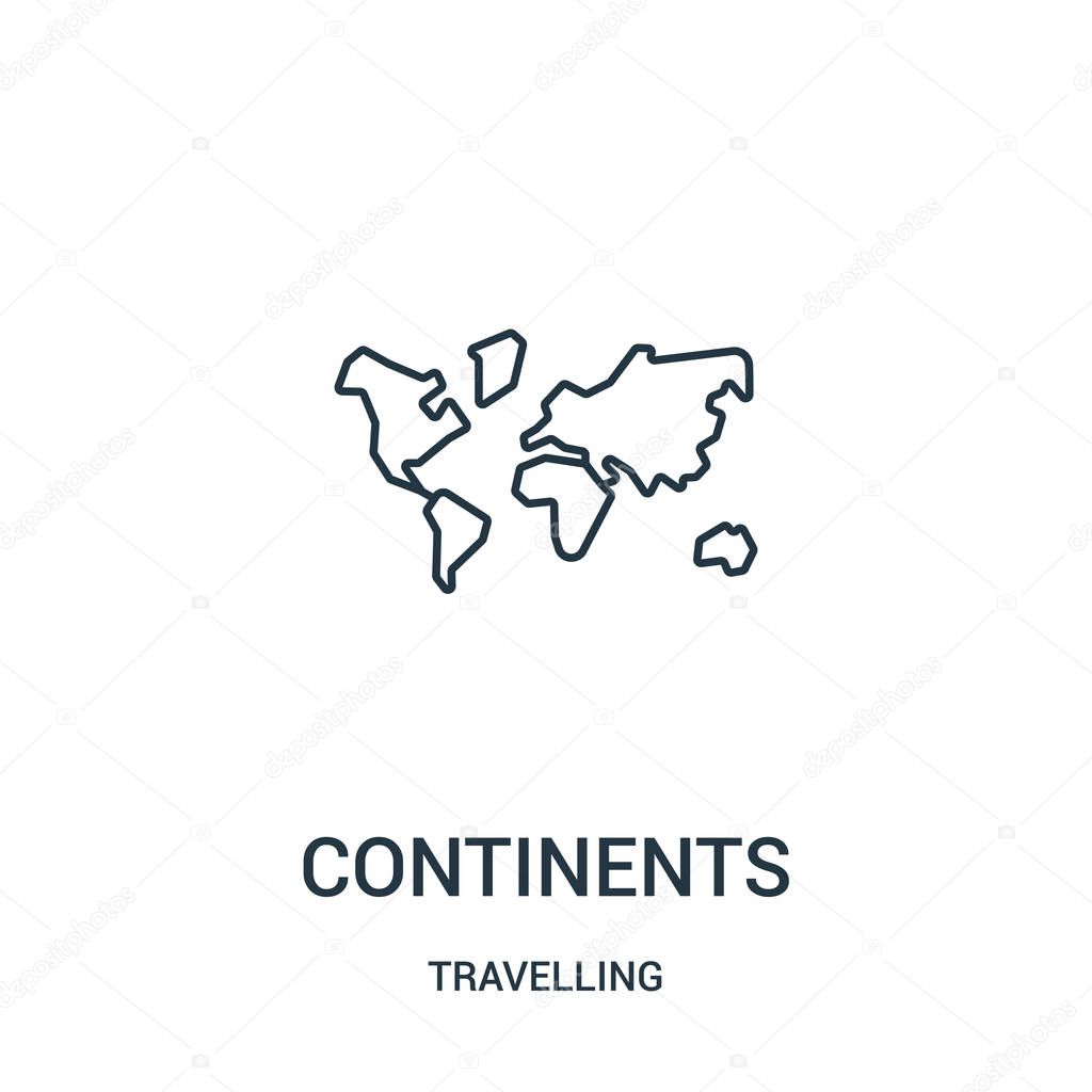 continents icon vector from travelling collection. Thin line continents outline icon vector illustration. Linear symbol.