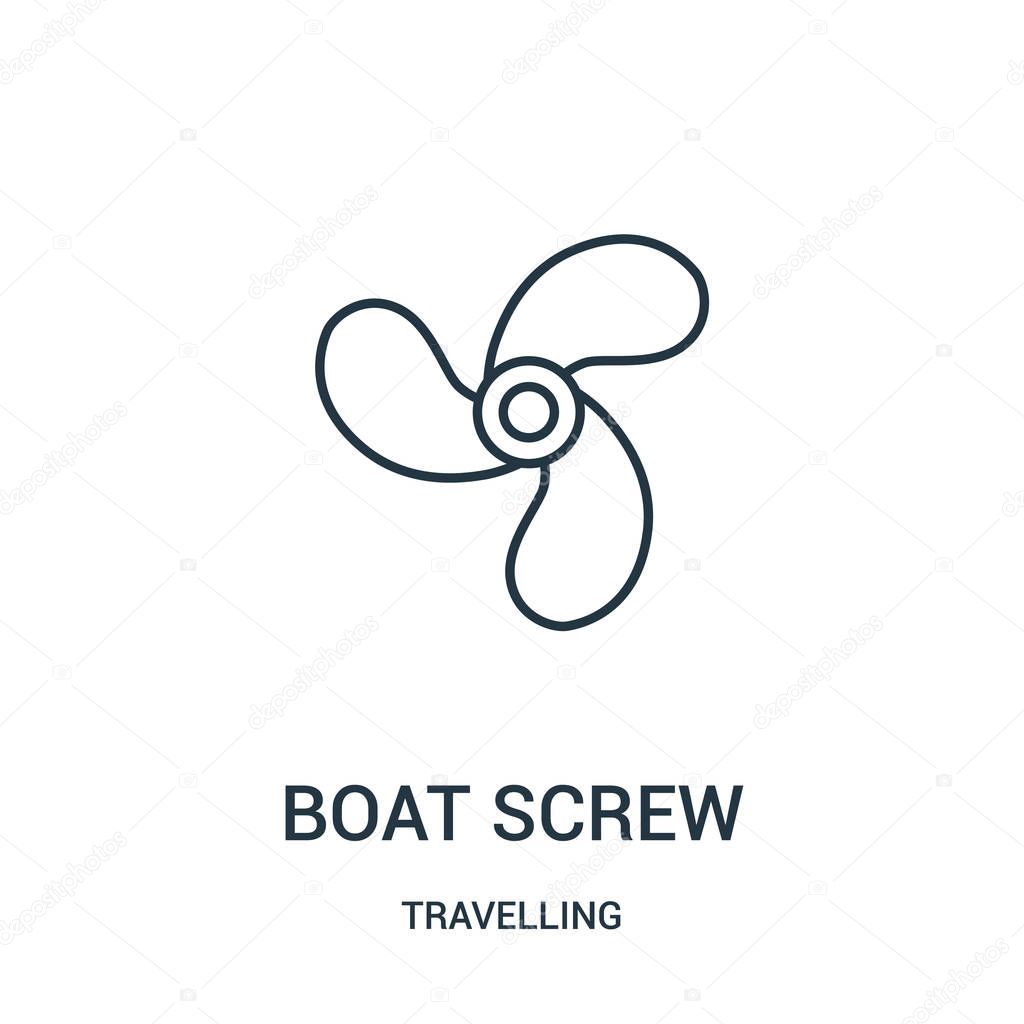 boat screw icon vector from travelling collection. Thin line boat screw outline icon vector illustration. Linear symbol.