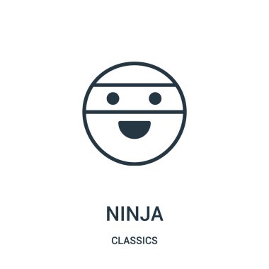 Ninja simge vektör classics Collection. İnce çizgi ninja simge vektör çizim anahat. Doğrusal sembolü.