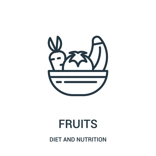 Vetor de ícone de frutas da dieta e coleta de nutrição. Linha fina frutas esboço ícone vetor ilustração. Símbolo linear . — Vetor de Stock