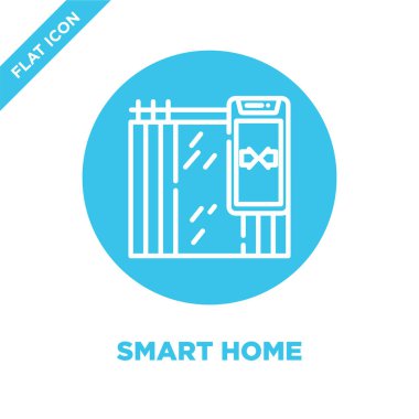 Akıllı ev simgesini vektör akıllı ev koleksiyonundan. İnce çizgi akıllı ev anahat simgesini vektör çizim. Web ve mobil uygulamalar, logo, baskı ortamı kullanmak için doğrusal sembolü.