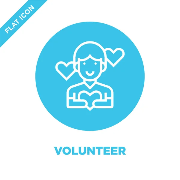 Volunteer icon vector from charity elements collection. Thin line volunteer outline icon vector  illustration. Linear symbol for use on web and mobile apps, logo, print media. — Stock Vector