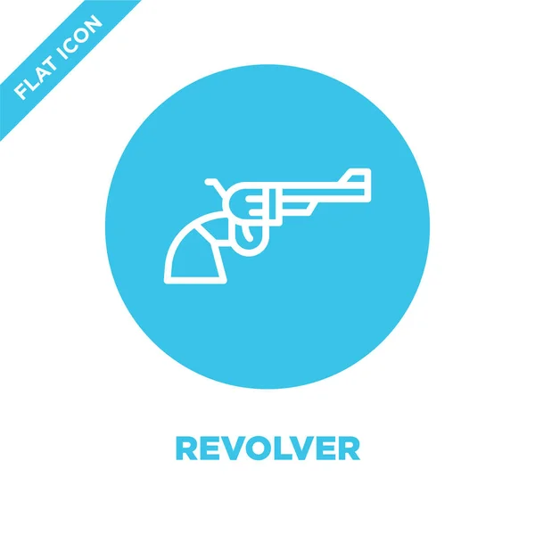 Revolver pictogram vector uit militaire collectie. Dunne lijn revolver overzicht pictogram vectorillustratie. Lineaire symbool voor gebruik op het web en mobiele apps, logo, gedrukte media. — Stockvector