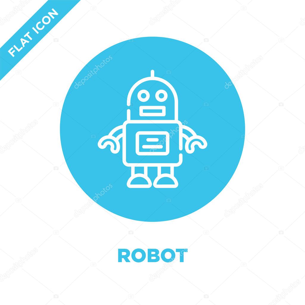 Robot icon vector from baby toys collection. Thin line robot outline icon vector  illustration. Linear symbol for use on web and mobile apps, logo, print media.
