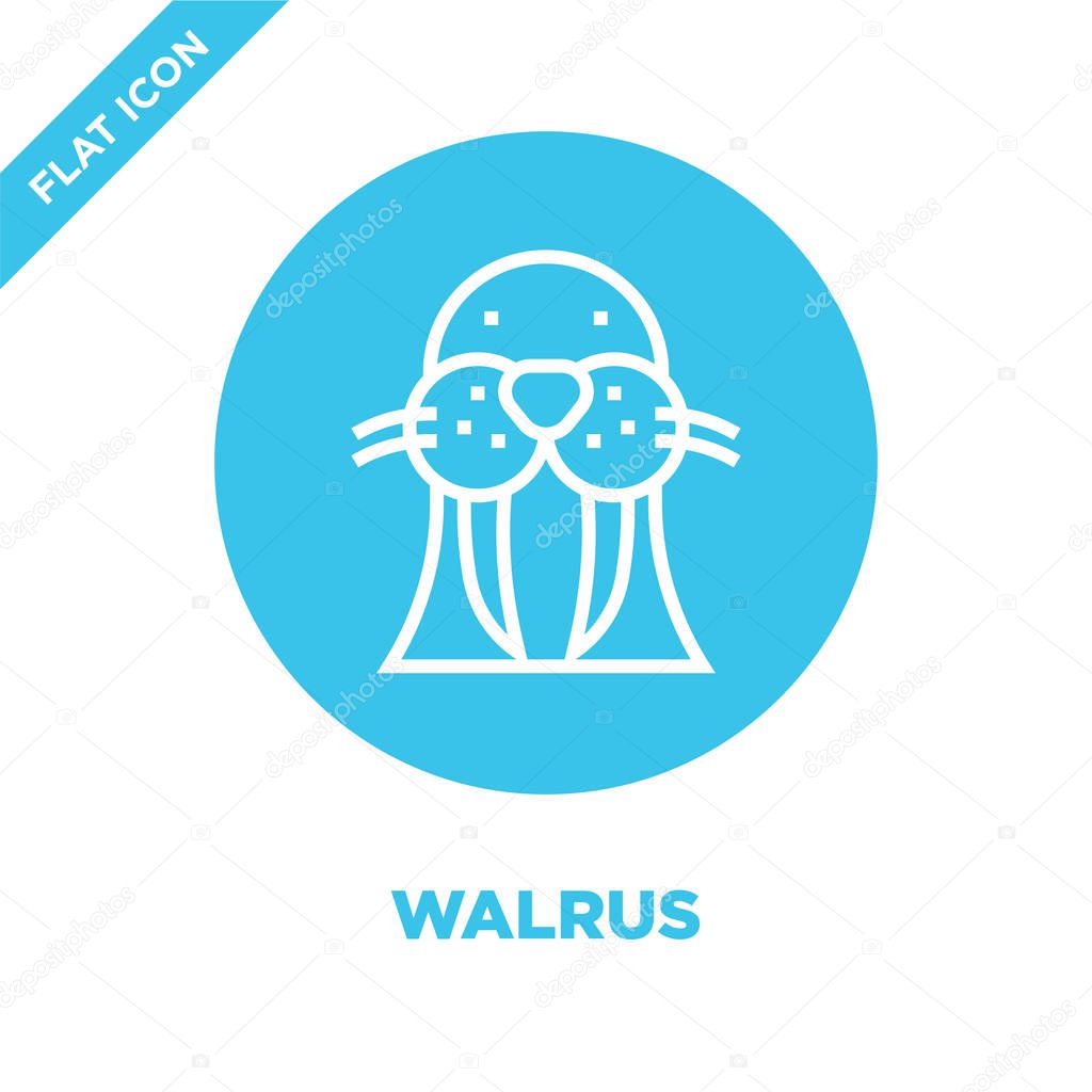 Walrus icon vector from animal head collection. Thin line walrus outline icon vector  illustration. Linear symbol for use on web and mobile apps, logo, print media.