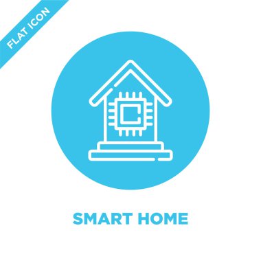 Akıllı ev simgesini vektör akıllı ev koleksiyonundan. İnce çizgi akıllı ev anahat simgesini vektör çizim. Web ve mobil uygulamalar, logo, baskı ortamı kullanmak için doğrusal sembolü.