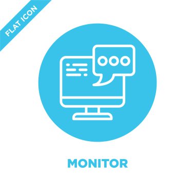 simge vektör erişilebilirlik koleksiyonundan izlemek. İnce çizgi monitör anahat simgesini vektör çizim. Web ve mobil uygulamalar, logo, baskı ortamı kullanmak için doğrusal sembolü.