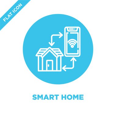 Akıllı ev simgesini vektör akıllı ev koleksiyonundan. İnce çizgi akıllı ev anahat simgesini vektör çizim. Web ve mobil uygulamalar, logo, baskı ortamı kullanmak için doğrusal sembolü.