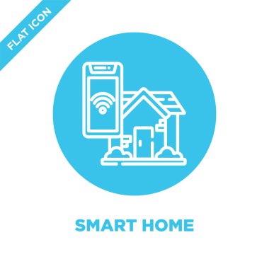 Akıllı ev simgesini vektör akıllı ev koleksiyonundan. İnce çizgi akıllı ev anahat simgesini vektör çizim. Web ve mobil uygulamalar, logo, baskı ortamı kullanmak için doğrusal sembolü.
