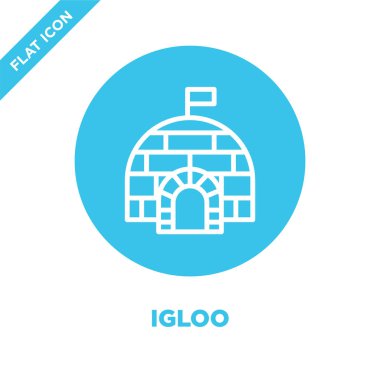 Igloo simge vektör mevsim koleksiyonundan. İnce çizgi Igloo anahat simgesini vektör çizim. Web ve mobil uygulamalar, logo, baskı ortamı kullanmak için doğrusal sembolü.