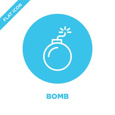 bomba simge vektör askeri koleksiyonundan. İnce çizgi bomba anahat simgesini vektör çizim. Web ve mobil uygulamalar, logo, baskı ortamı kullanmak için doğrusal sembolü.
