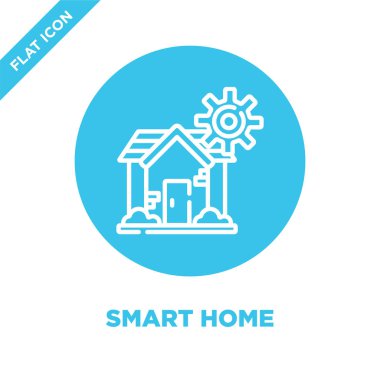 Akıllı ev simgesini vektör akıllı ev koleksiyonundan. İnce çizgi akıllı ev anahat simgesini vektör çizim. Web ve mobil uygulamalar, logo, baskı ortamı kullanmak için doğrusal sembolü.