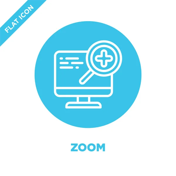 Zoom ikona Vektor z dostupnosti kolekce. Tenká čára zoom osnovy ikonu vektorové ilustrace. Lineární symbol pro použití na web a mobilní aplikace, logo, tisková média. — Stockový vektor