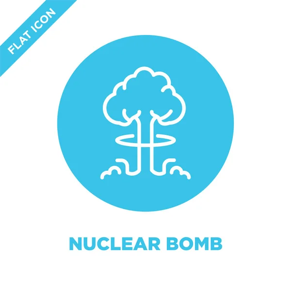 Vector icono bomba nuclear de la colección militar. Línea delgada bomba nuclear contorno icono vector ilustración. Símbolo lineal para su uso en aplicaciones web y móviles, logotipo, medios impresos . — Vector de stock