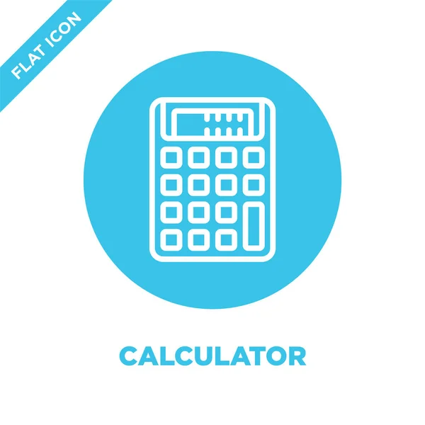 Calculatrice icône vecteur de la collection papeterie. Illustration vectorielle d'icône de contour de calculatrice de ligne mince. Symbole linéaire pour utilisation sur applications web et mobiles, logo, médias imprimés . — Image vectorielle