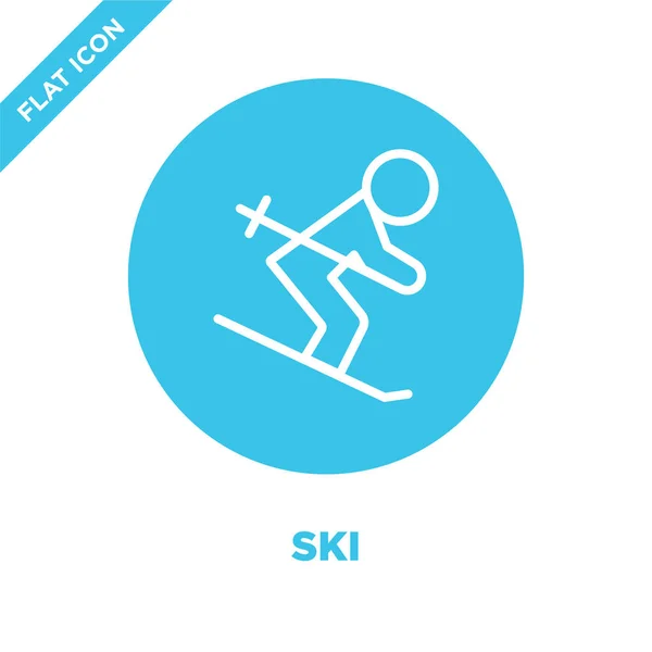 스키 시즌 컬렉션에서 아이콘 벡터입니다. 얇은 선 스키 개요 아이콘 벡터 일러스트입니다. 웹 및 모바일 애플 리 케이 션, 로고, 인쇄 매체에서 사용 하기 위해 선형 기호. — 스톡 벡터
