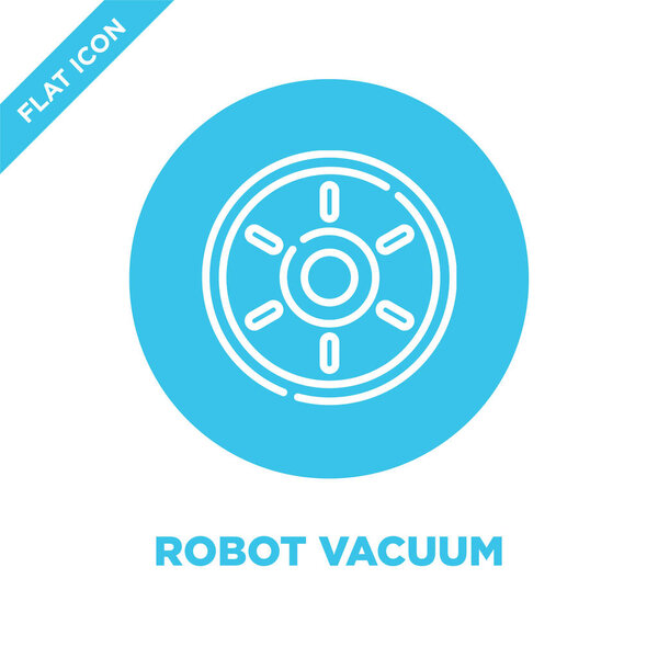 robot vacuum icon vector from smart home collection. Thin line robot vacuum outline icon vector  illustration. Linear symbol for use on web and mobile apps, logo, print media.