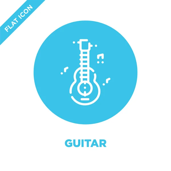 吉他图标矢量从露营收集。细线吉他轮廓图标向量例证。用于 web 和移动应用、徽标、打印媒体的线性符号. — 图库矢量图片