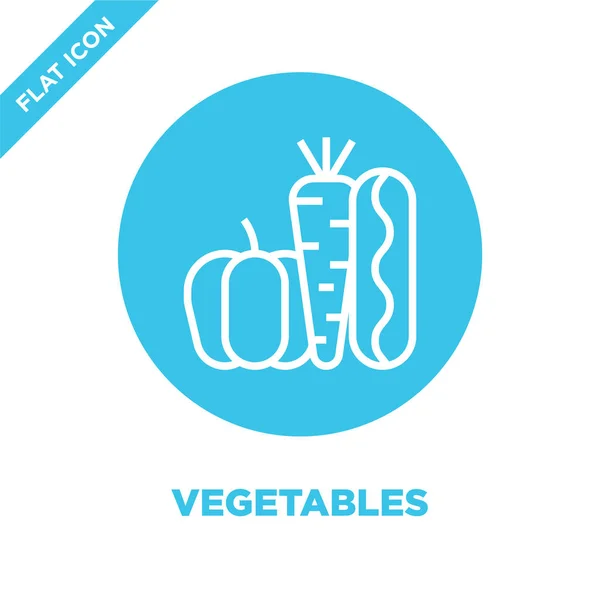 Vector icono de verduras de la colección de elementos de caridad. Línea delgada verduras contorno icono vector ilustración. Símbolo lineal para su uso en aplicaciones web y móviles, logotipo, medios impresos . — Vector de stock