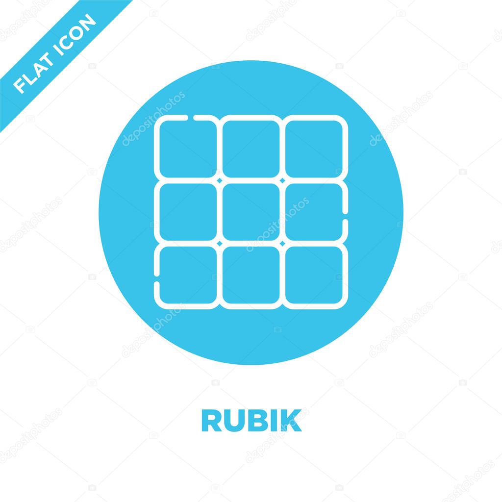 Rubik icon vector from baby toys collection. Thin line rubik outline icon vector  illustration. Linear symbol for use on web and mobile apps, logo, print media.