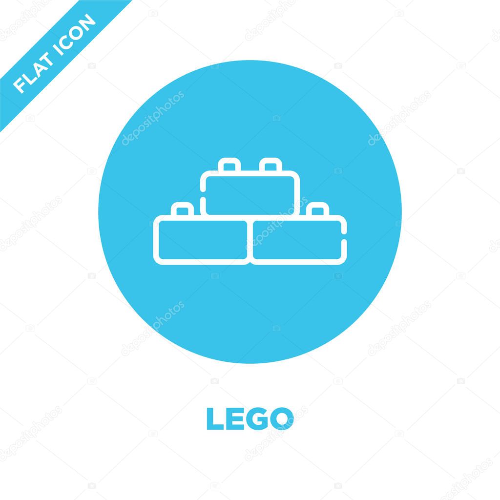 Lego icon vector from baby toys collection. Thin line lego outline icon vector  illustration. Linear symbol for use on web and mobile apps, logo, print media.
