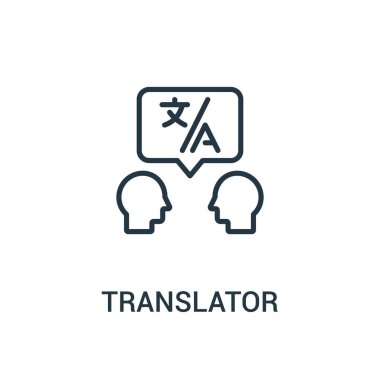 çevirmen simge vektör çevirmen koleksiyonundan. İnce çizgi çevirmen anahat simgesini vektör çizim. Web ve mobil uygulamalar, logo, baskı ortamı kullanmak için doğrusal sembolü.