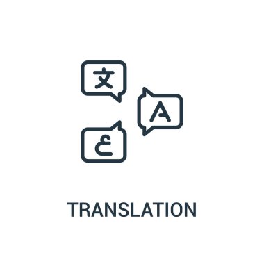 Çeviri simge vektör çevirmen koleksiyonundan. İnce çizgi çeviri anahat simgesini vektör çizim. Web ve mobil uygulamalar, logo, baskı ortamı kullanmak için doğrusal sembolü.