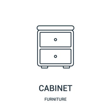 kabine simge vektör mobilya Collection. İnce çizgi kabine anahat simgesini vektör çizim. Web ve mobil uygulamalar, logo, baskı ortamı kullanmak için doğrusal sembolü.