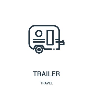 römork simge vektör seyahat koleksiyonundan. İnce çizgi römork anahat simgesini vektör çizim. Web ve mobil uygulamalar, logo, baskı ortamı kullanmak için doğrusal sembolü.