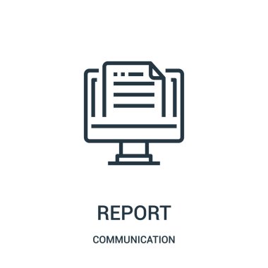 rapor simge vektör iletişim koleksiyonundan. İnce çizgi rapor anahat simgesini vektör çizim. Web ve mobil uygulamalar, logo, baskı ortamı kullanmak için doğrusal sembolü.