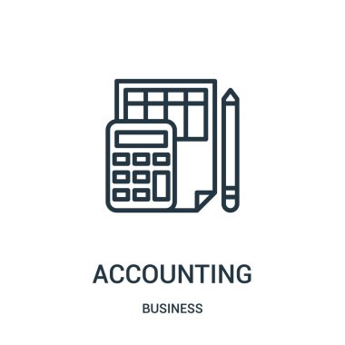 Muhasebe simge vektör iş koleksiyonundan. İnce çizgi muhasebe anahat simgesini vektör çizim. Web ve mobil uygulamalar, logo, baskı ortamı kullanmak için doğrusal sembolü.