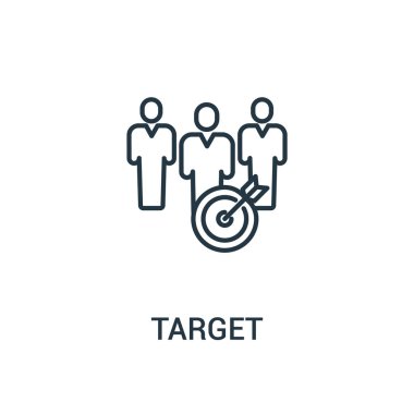 Hedef simge vektör reklamlar koleksiyonundan. İnce çizgi hedef anahat simgesini vektör çizim. Web ve mobil uygulamalar, logo, baskı ortamı kullanmak için doğrusal sembolü.