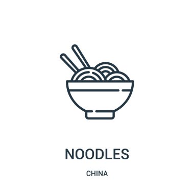 erişte simge vektör Çin koleksiyonundan. İnce çizgi erişte simge vektör çizim anahat. Web ve mobil uygulamalar, logo, baskı ortamı kullanmak için doğrusal sembolü.