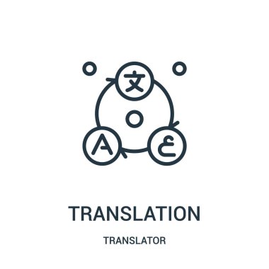 Çeviri simge vektör çevirmen koleksiyonundan. İnce çizgi çeviri anahat simgesini vektör çizim. Web ve mobil uygulamalar, logo, baskı ortamı kullanmak için doğrusal sembolü.
